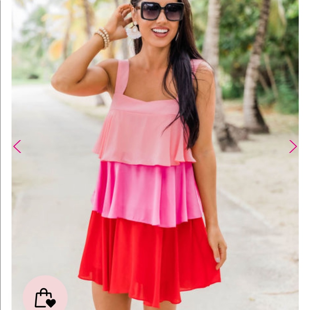 Pink Lily Good Weekend Vibes Pink Colorblock Dress